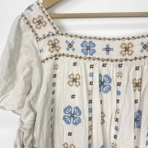 Torrid Linen Blend Embroidered Floral Flutter Sleeve Top - Picture 11 of 13